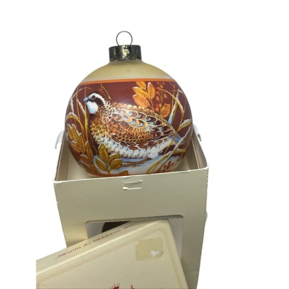 Vintage 1978 Hallmark Wonders of Nature autumn Quail Glass‎ Ornament Collections